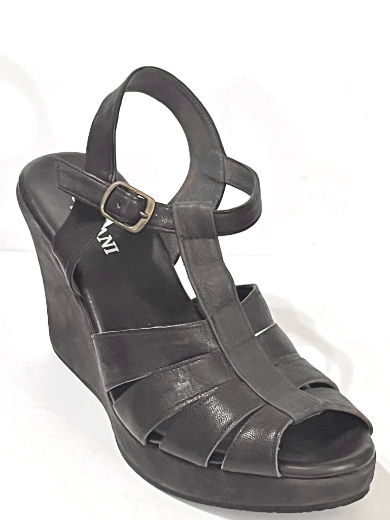 Cordani Calzature Wedge Platform Strappy Ankle Sandals Dark Brown Size 8-8.5